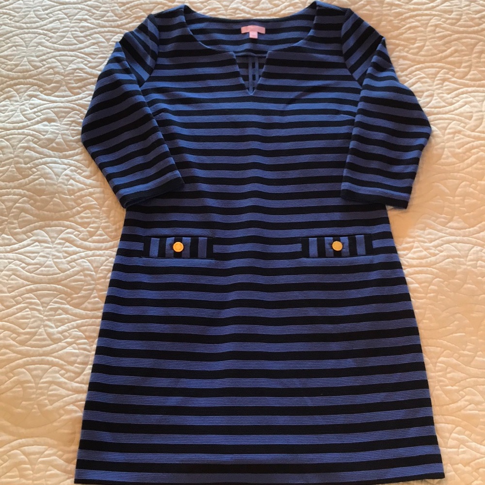 Navy and Black Striped Dress